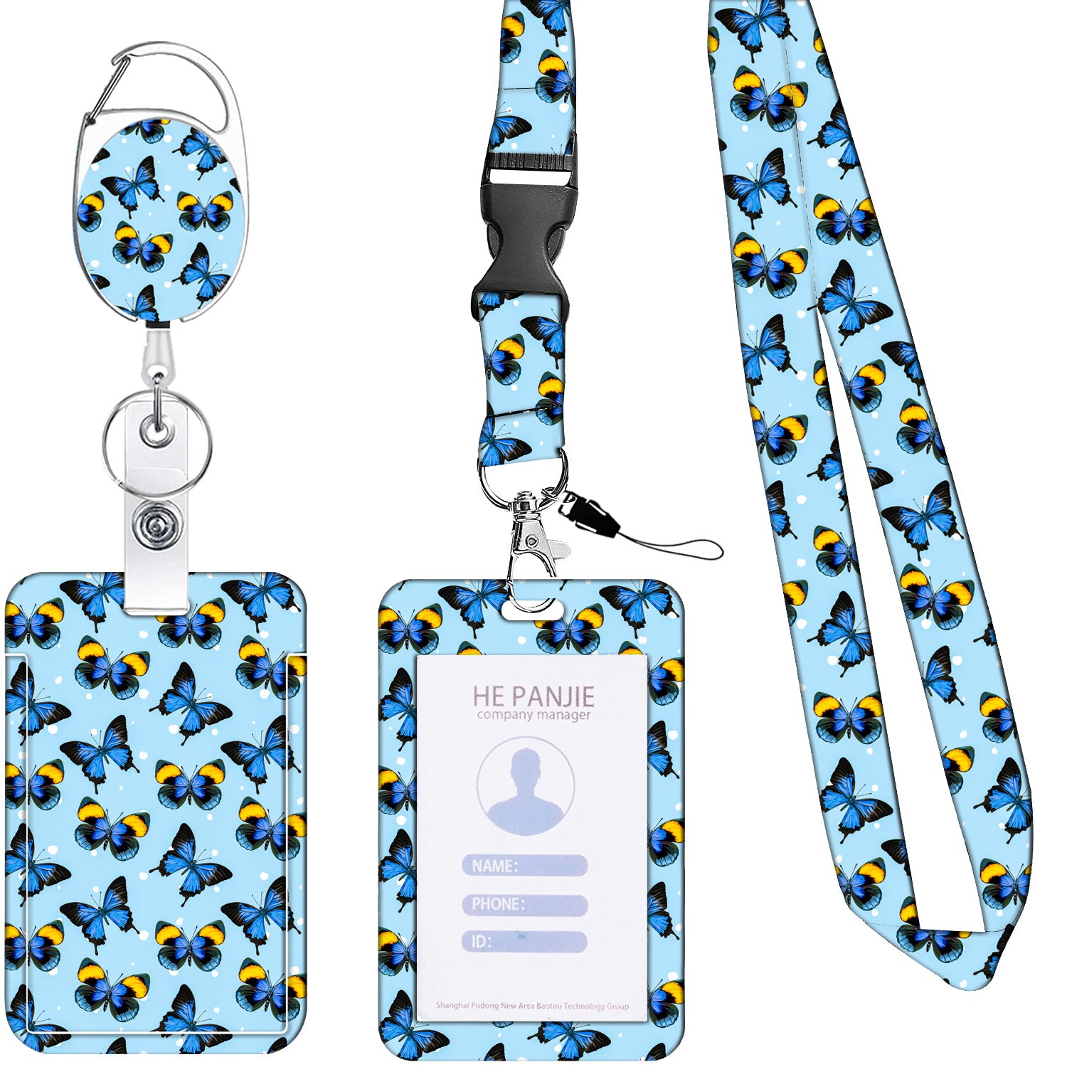 Wholesale Badge Reels ABS Butterfly Card Holder Retractable Keychain